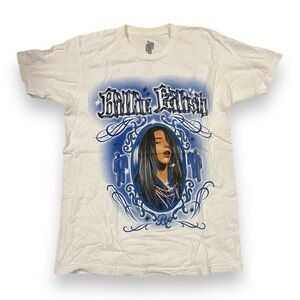 billie eilish blue airbursh merch tee - small